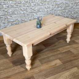 Large Solid Pine Coffee Table - Farmhouse Side Handmade Wooden Rustic Living Room Furniture Custom Painted Base Options - thumbnail 3