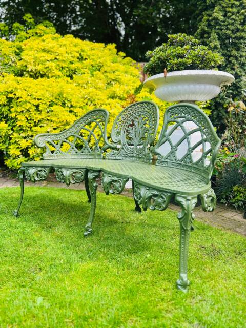 Cast Aluminium Garden Bench Finished in Olive Green - image 1