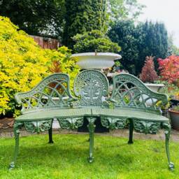 Cast Aluminium Garden Bench Finished in Olive Green - thumbnail 3