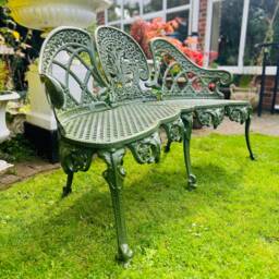 Cast Aluminium Garden Bench Finished in Olive Green - thumbnail 4