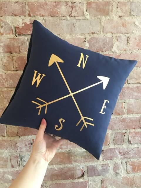 Compass Arrow Pillow 16x16 Cotton Throw Pillow - image 1