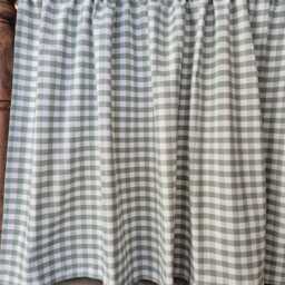 Rod Pocket Curtains, Shelf Sink Skirt, Checkered For Bathroom, Hanging Small Windows, Header Drapes Light Filtering Valances - thumbnail 2