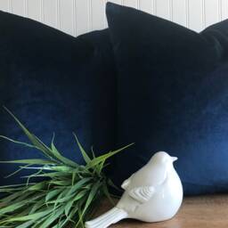 Navy Indigo Velveteen -Both Sides - Throws & Lumbars- -Decorative Designer Pillow Cover - thumbnail 2