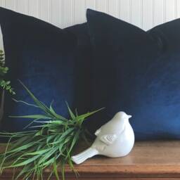 Navy Indigo Velveteen -Both Sides - Throws & Lumbars- -Decorative Designer Pillow Cover - thumbnail 3