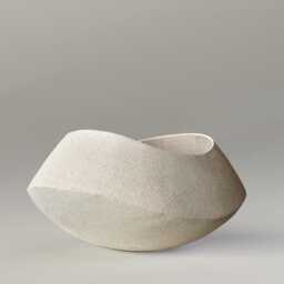 Sculptural Ceramic Vase Beige Wabi Sabi Stoneware Centerpiece Table Home Accent Organic Modern Decor Minimalist Geometric Sculpture - thumbnail 2