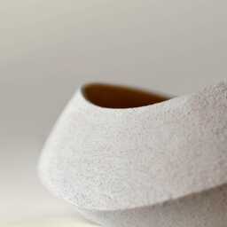 Sculptural Ceramic Vase Beige Wabi Sabi Stoneware Centerpiece Table Home Accent Organic Modern Decor Minimalist Geometric Sculpture - thumbnail 3