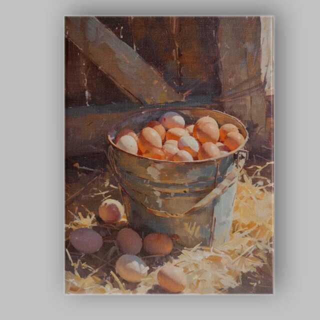 Rustic Farm Fresh Eggs Still Life Country Kitchen Canvas Wall Art Print Decor Picture Ready To Hang - image 1