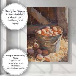 Rustic Farm Fresh Eggs Still Life Country Kitchen Canvas Wall Art Print Decor Picture Ready To Hang - thumbnail 3