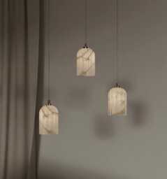 Urania - Alabaster Pendant Light, High Ceiling Lamp, Chandelier - thumbnail 1