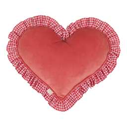Red Decorative Pillow Heart With Frill, Valentine's Gift For Her, Romantic Room Decor, Holiday Stylish Bedding, Rustic Christmas Decor - thumbnail 1