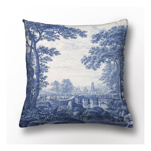 Linen Toile De Jouy Cushion Cover, Vintage Style Pillow