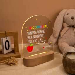 Teacher Appreciation Gift Personalized Thank You Led Night Light, Custom Name Lamp, End Of Year For - thumbnail 3