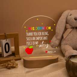 Teacher Appreciation Gift Personalized Thank You Led Night Light, Custom Name Lamp, End Of Year For - thumbnail 1
