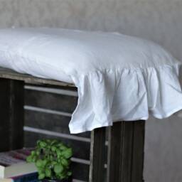 Natural Linen Bedroom Pillow Case With Ruffles, Ruffled Shams Standard, Queen, King Size - thumbnail 3