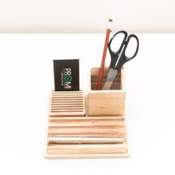 Personalized Wood Desk Organizer, Wooden Desk Organization, Custom Pen Holder & Pencil Holder, Graduation Gift, Gift For Dad - thumbnail 3