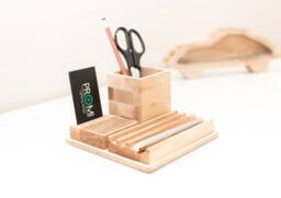 Personalized Wood Desk Organizer, Wooden Desk Organization, Custom Pen Holder & Pencil Holder, Graduation Gift, Gift For Dad - thumbnail 1