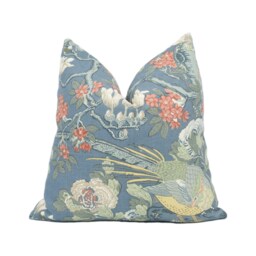 Gp & J Baker - Rockbird Signature Teal Exotic Magnolia Tree Pheasant Cushion Cover Handmade Throw Pillow Designer Home D??cor - thumbnail 1