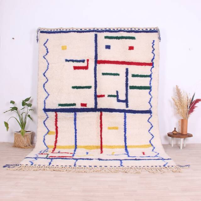 Moroccan Rug, Berber 7x10 Ft, Vintage Boujaad Rug , Handwoven With Natural Wool - image 1