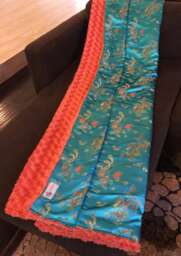 "Extra Large Dragon & Phoenix Satin Brocade Blanket ""Edible Elton"