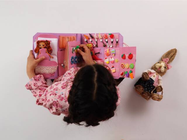 Unique Girls Toy, Dollhouse Quiet Book From Felt & Cotton, Montessori Activity Toy For Baby Toddler - Kids, Best Birthday Gift - image 1
