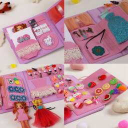 Unique Girls Toy, Dollhouse Quiet Book From Felt & Cotton, Montessori Activity Toy For Baby Toddler - Kids, Best Birthday Gift - thumbnail 3