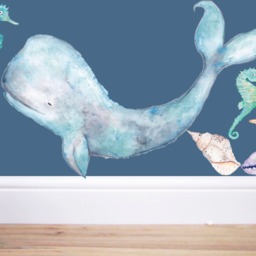 Humpback Whale Decal, Whale Sticker, Whale Wall Decal, Under The Sea Decor, Whale Art, Nursery Mermaid Art - thumbnail 3