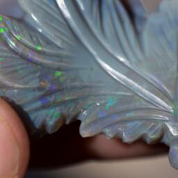 Australian Feather Opal Carving Semi-Blackopal Double Sided Rainbow Magic - 54 Cts - thumbnail 2