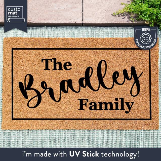 Custom Family Name Door Mat - Personalized Rug Entry Way Wedding Gift Last Doormat Housewarming Coir - image 1