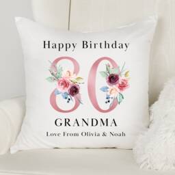 Personalised 80Th Birthday Cushion Pillow - Custom Message Gifts & Unique Present Ideas For Mum, Grandma, Auntie, Sister Or Friend - thumbnail 3