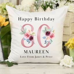Personalised 80Th Birthday Cushion Pillow - Custom Message Gifts & Unique Present Ideas For Mum, Grandma, Auntie, Sister Or Friend - thumbnail 2
