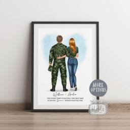 Custom Soldier Couple, Army Husband, Anniversary Gift, Husband & Wife Print, Personalised Valentines Gift - thumbnail 2