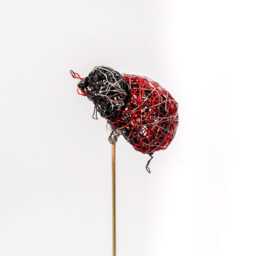 Ladybug Art Sculpture, Wire Insect Animal Figurine, Modern Whimsical Decor - thumbnail 3