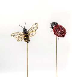 Ladybug Art Sculpture, Wire Insect Animal Figurine, Modern Whimsical Decor - thumbnail 4