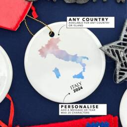 Italy Personalised Christmas Tree Ornament Decoration Gift Present Xmas Bauble Festive Decor Holiday Custom - thumbnail 3