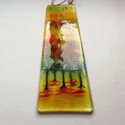 Fused Glass Suncatcher Autumn Colors, Trees Wall Art - thumbnail 3