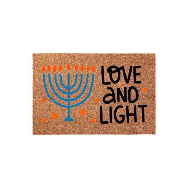 Jewish Hanukkah Doormat Love & Light Menorah, Welcome Mat, Family Housewarming Gift, Decor, Door Mat - image 1