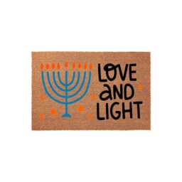 Jewish Hanukkah Doormat Love & Light Menorah, Welcome Mat, Family Housewarming Gift, Decor, Door Mat - thumbnail 1