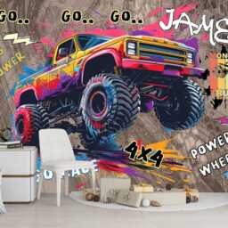 Wallpaper, Personalised Monster Truck Wall Mural, Gaming Room Decor, Peel & Stick - thumbnail 2