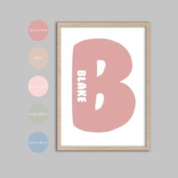 Custom Name Print, Nursery Prints, Girls Wall Decor, Boys Art, Kids Green Blush Dusty - thumbnail 2