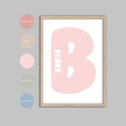 Custom Name Print, Nursery Prints, Girls Wall Decor, Boys Art, Kids Green Blush Dusty - thumbnail 3