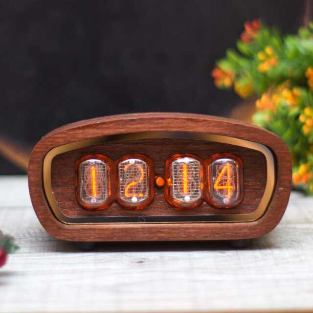 Nixie Clock In12, Old Radio Style, Ash Wood Case, Orange Backlight - image 1