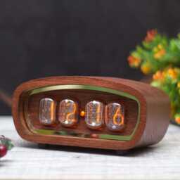 Nixie Clock In12, Old Radio Style, Ash Wood Case, Orange Backlight - thumbnail 3