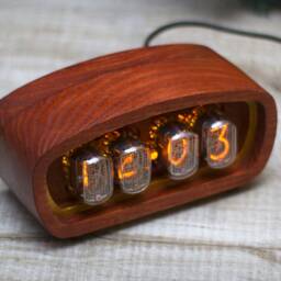 Nixie Clock In12, Old Radio Style, Ash Wood Case, Orange Backlight - thumbnail 4