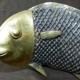 Solid Bronze & Black Patinated Xxl Fish Sculpture Carp - African Art 28 cm Long - 11.02 Inch Christmas Gift Idea - thumbnail 4