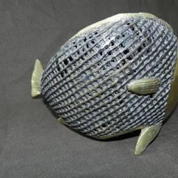 Solid Bronze & Black Patinated Xxl Fish Sculpture Carp - African Art 28 cm Long - 11.02 Inch Christmas Gift Idea - thumbnail 3