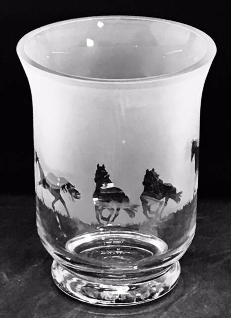 Galloping Horse Frieze Clear Glass Vase - 14.5cm, Boxed - image 1
