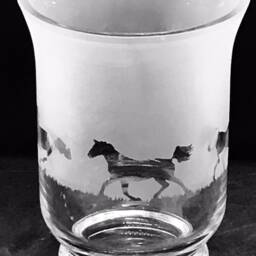 Galloping Horse Frieze Clear Glass Vase - 14.5cm, Boxed - thumbnail 2
