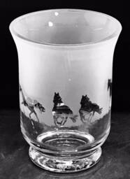 Galloping Horse Frieze Clear Glass Vase - 14.5cm, Boxed - thumbnail 1