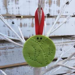 Smiley Sprout Christmas Decoration, Traditional Stitched Felt Tree Ornament - thumbnail 2