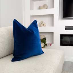 Cotton Velvet Navy Blue Cushion Cover Flanged Deep Throw Pillow Home Decor Lumbar Dark - All Sizes - thumbnail 2